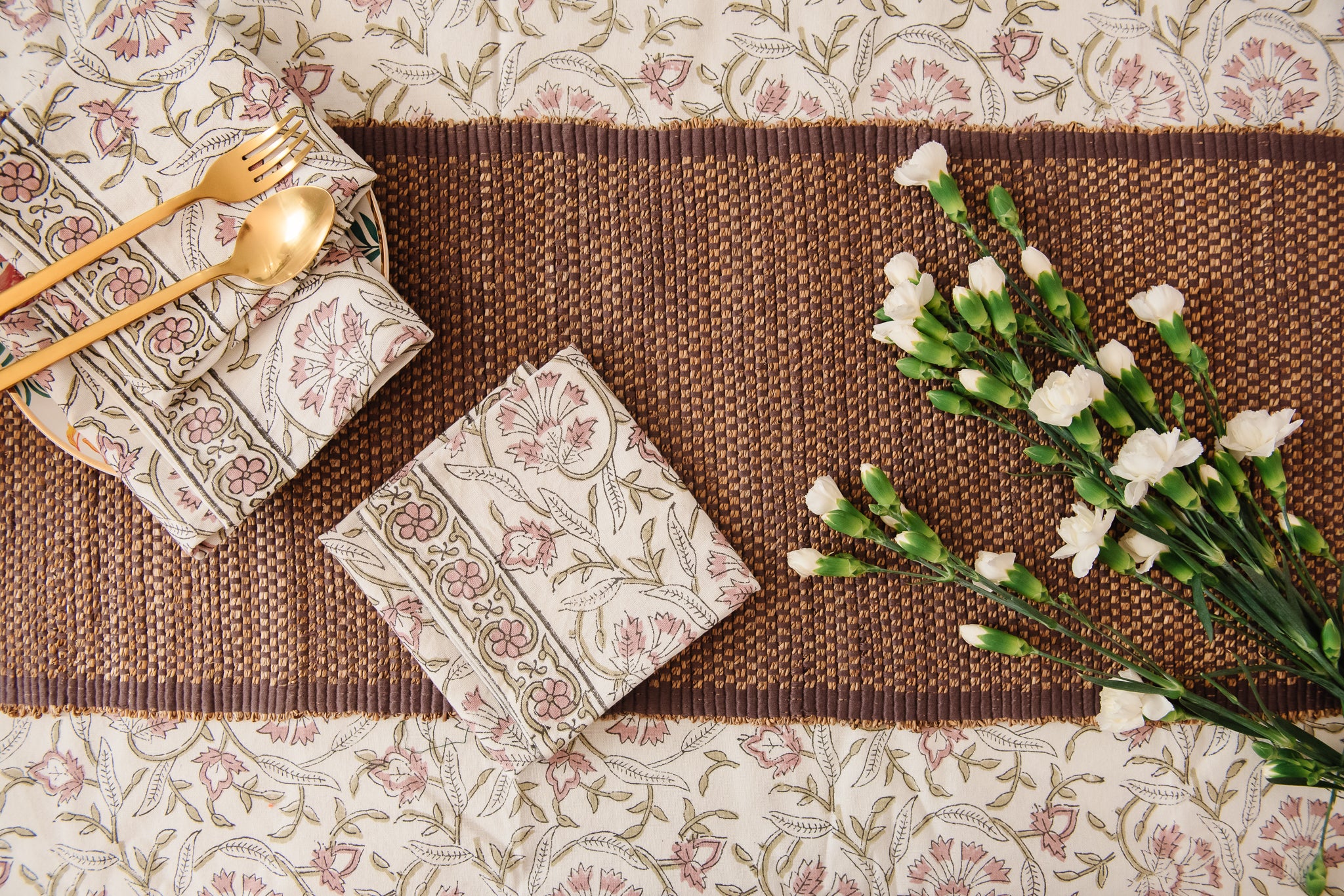 floral printed table linens