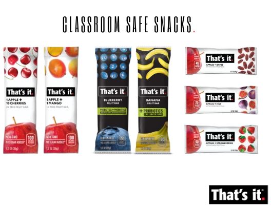 Classroom snacks: That's it. Fruit Bars,Probiotics Fruit Bars, and Mini Fruit Bars