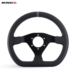 300mm Steering Wheel Flat Leather Car Drift Pc Sim Gaming Sport Control Rims PCD-6x70mm - RUNSCO
