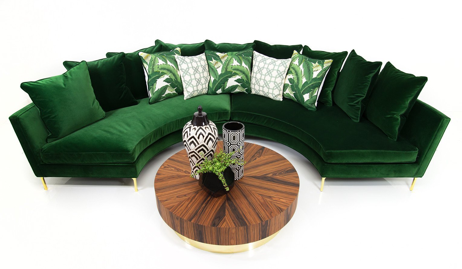 Sardinia Sectional in Emerald Velvet