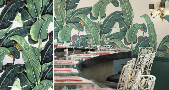 hinson martinique banana leaf wallpaper beverly hills palm beach chic room