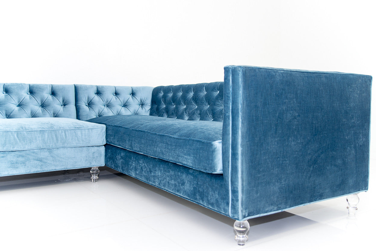 Sectional sofa In Cornflower Blue Velvet - ModShop