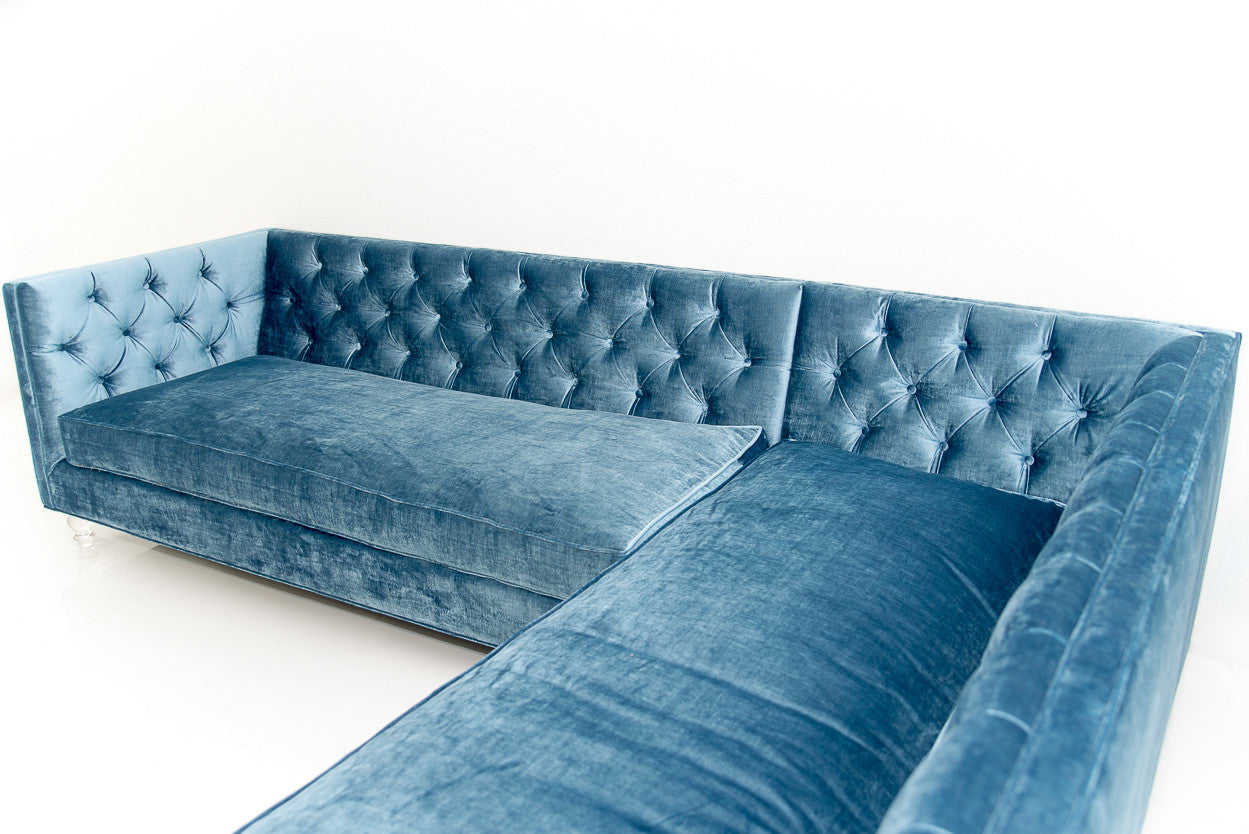 Sectional sofa In Cornflower Blue Velvet - ModShop