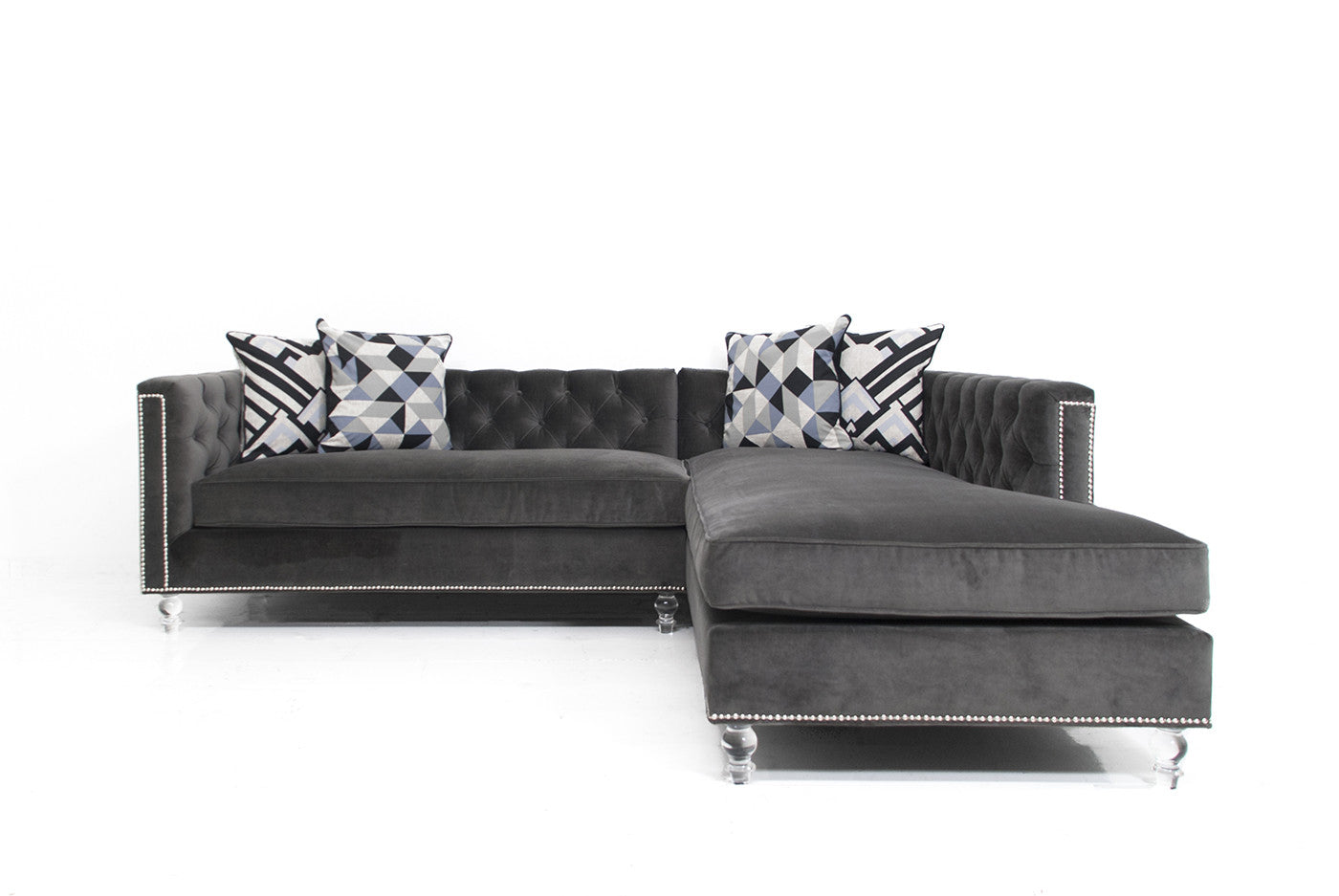 Hollywood Sectional in Cannes Dark Grey Velvet - ModShop