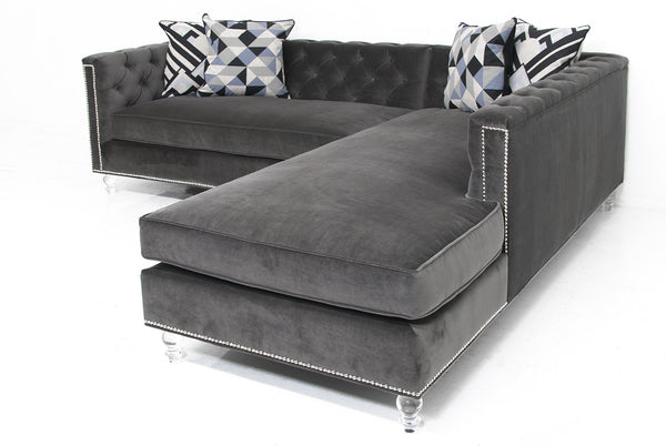 Hollywood Sectional in Cannes Dark Grey Velvet - ModShop