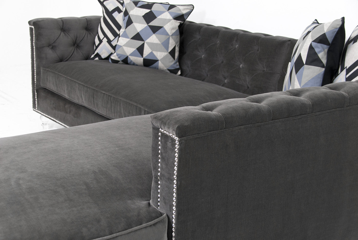 Hollywood Sectional in Cannes Dark Grey Velvet - ModShop