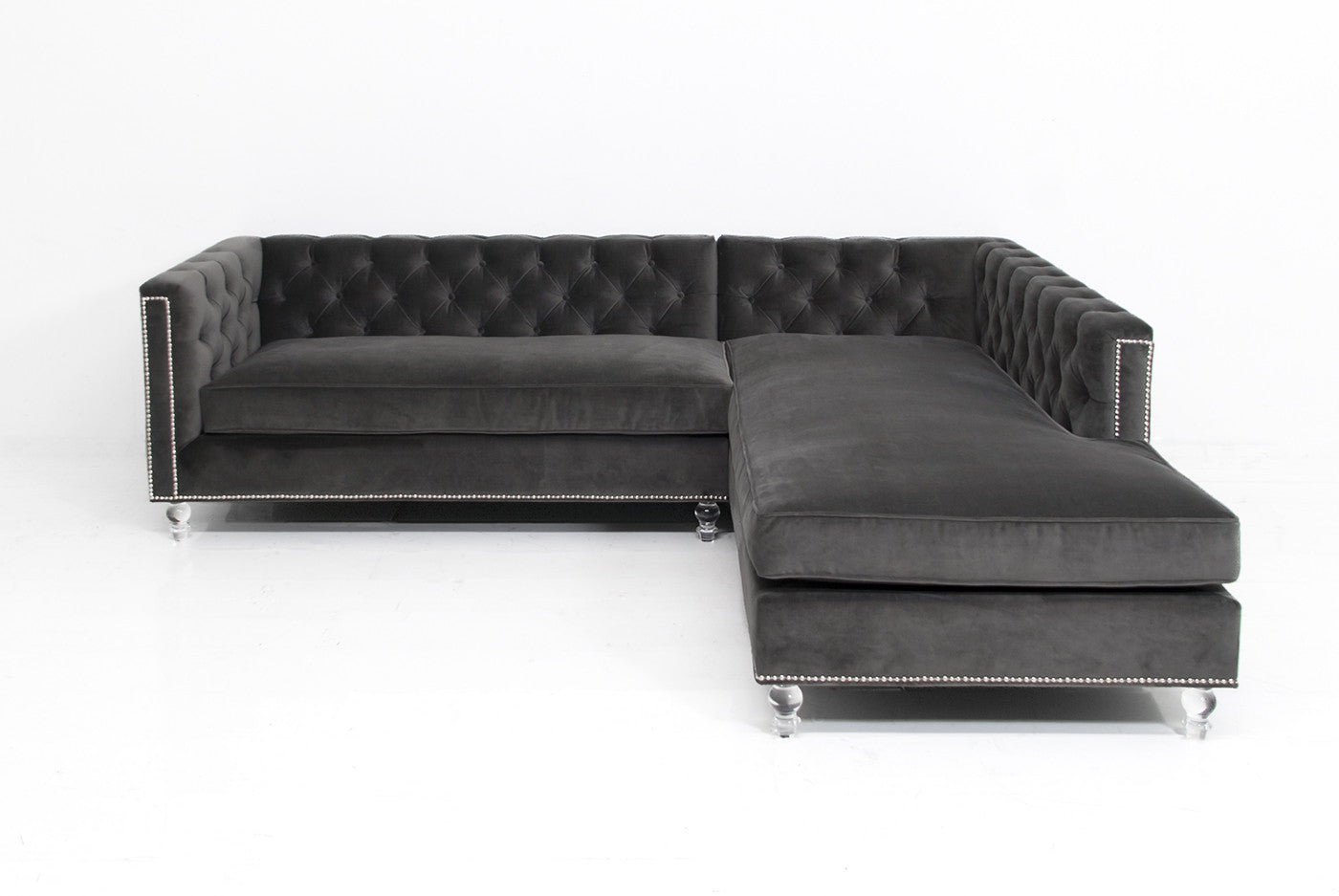 Hollywood Sectional in Cannes Dark Grey Velvet - ModShop