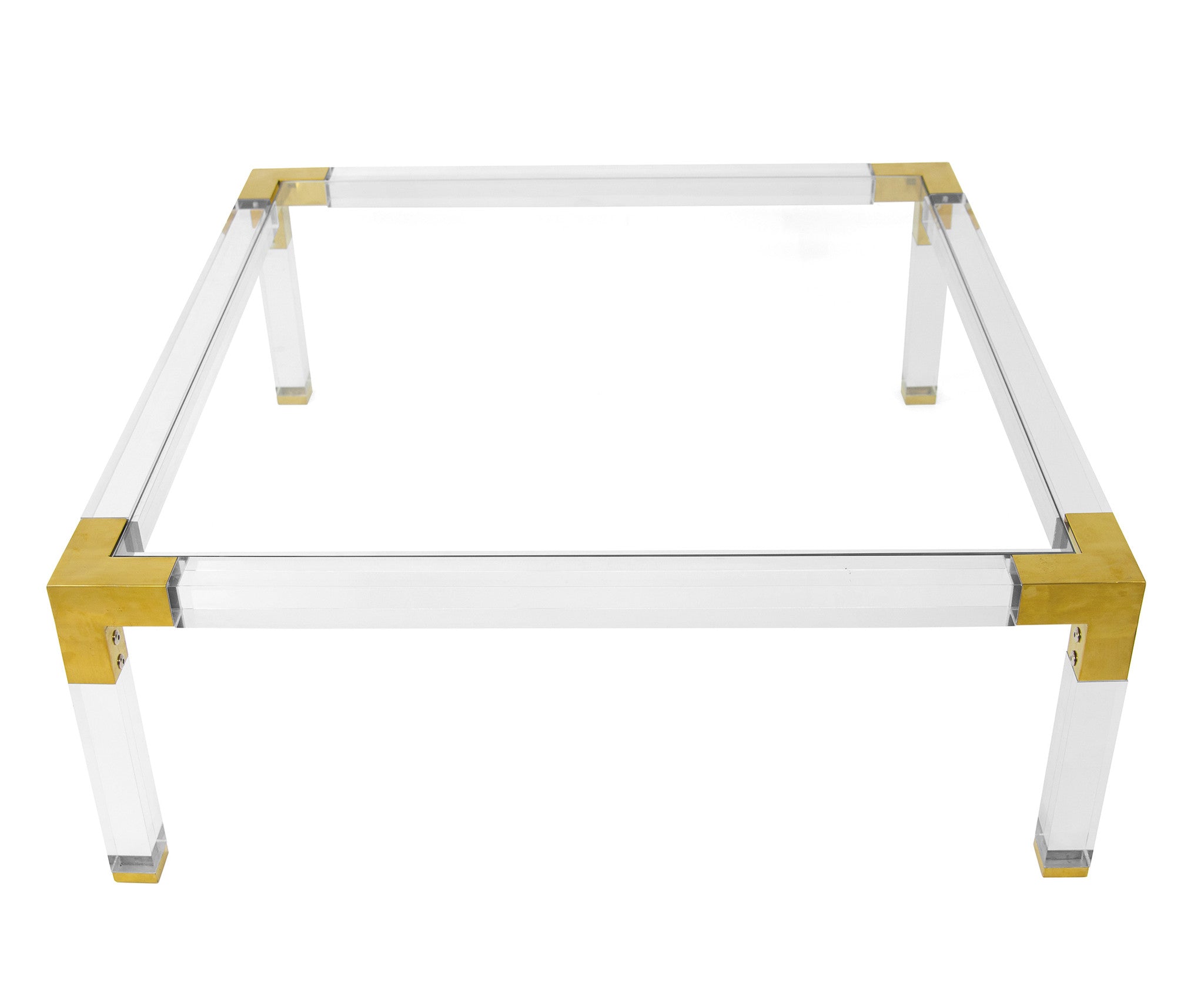 Trousdale Lucite And Brass Coffee Table Square Top Modshop