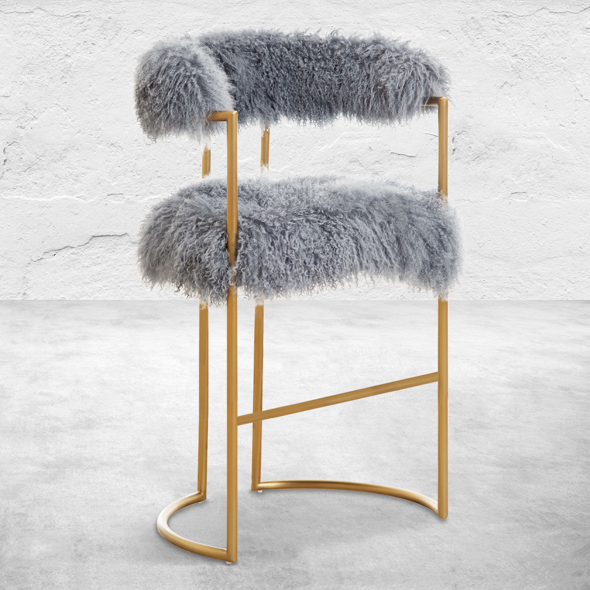 Acapulco 2 Bar And Counter Stool Modern Curved Stool Mongolian Fur Modshop