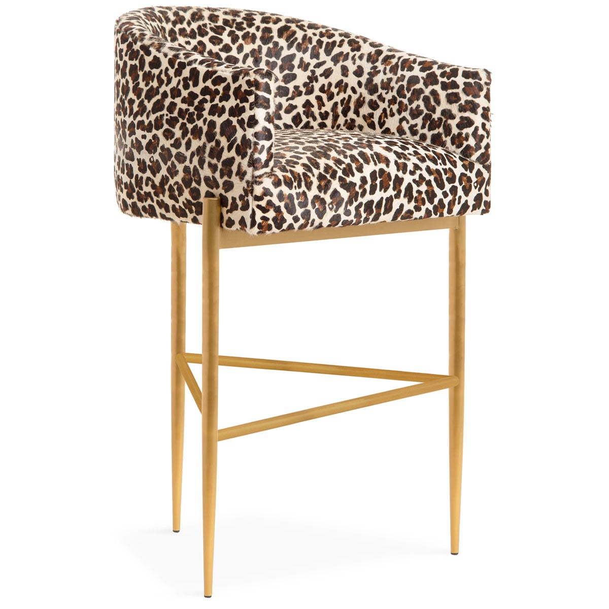 Art Deco Bar And Counter Stools With Leopard Print On Cowhide