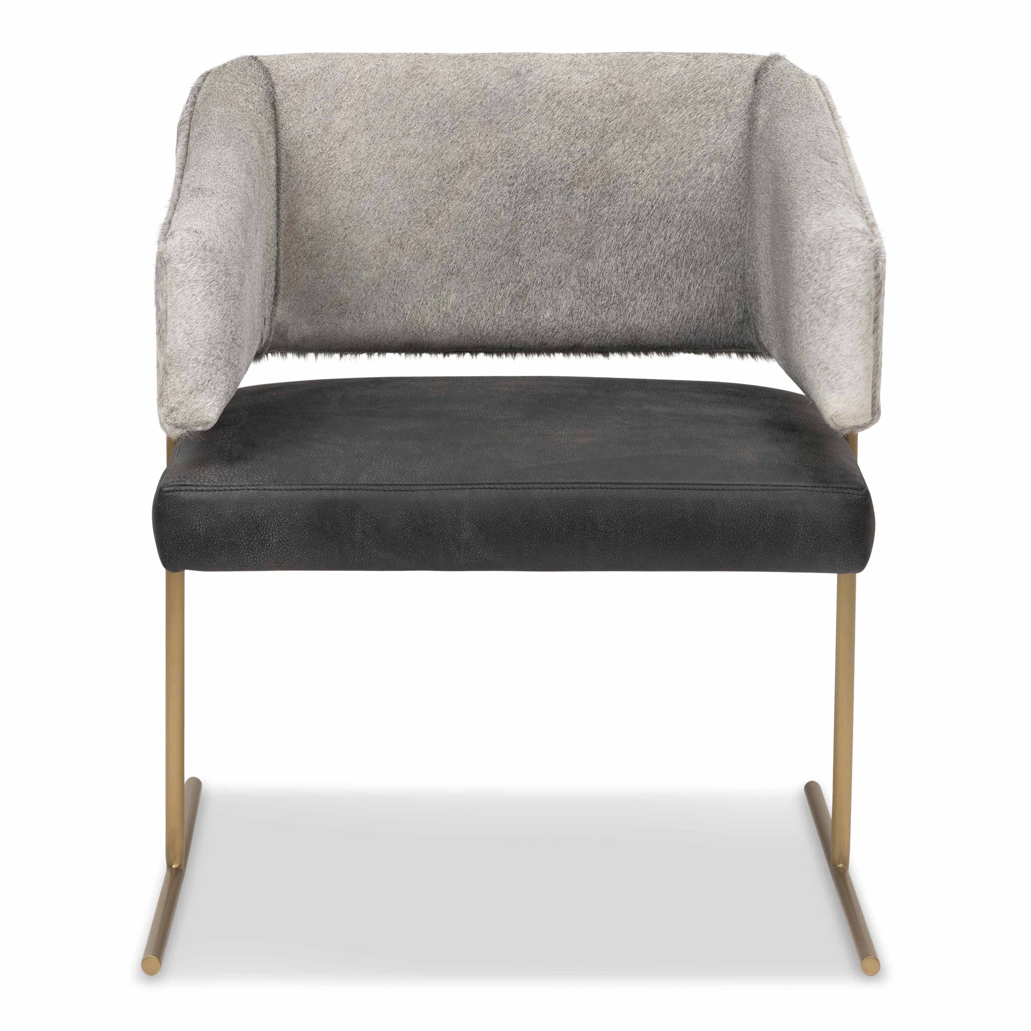 gray cowhide chair