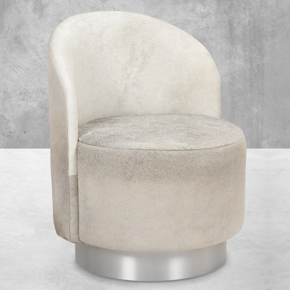 gray cowhide chair