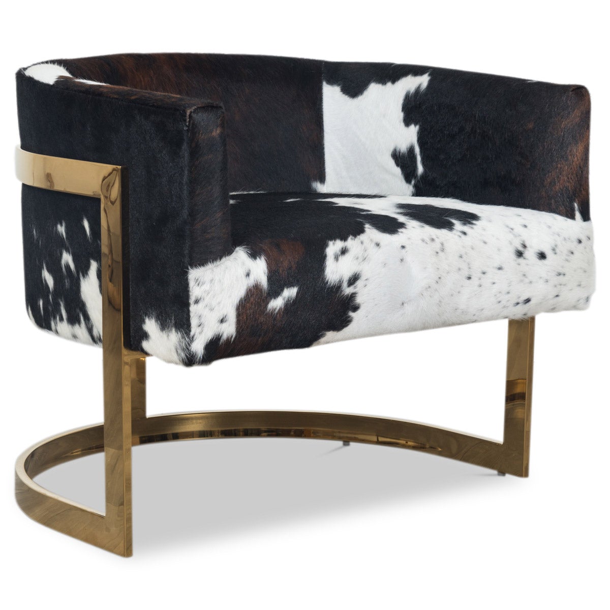 ibiza modern cowhide and brass arm chair  modshop