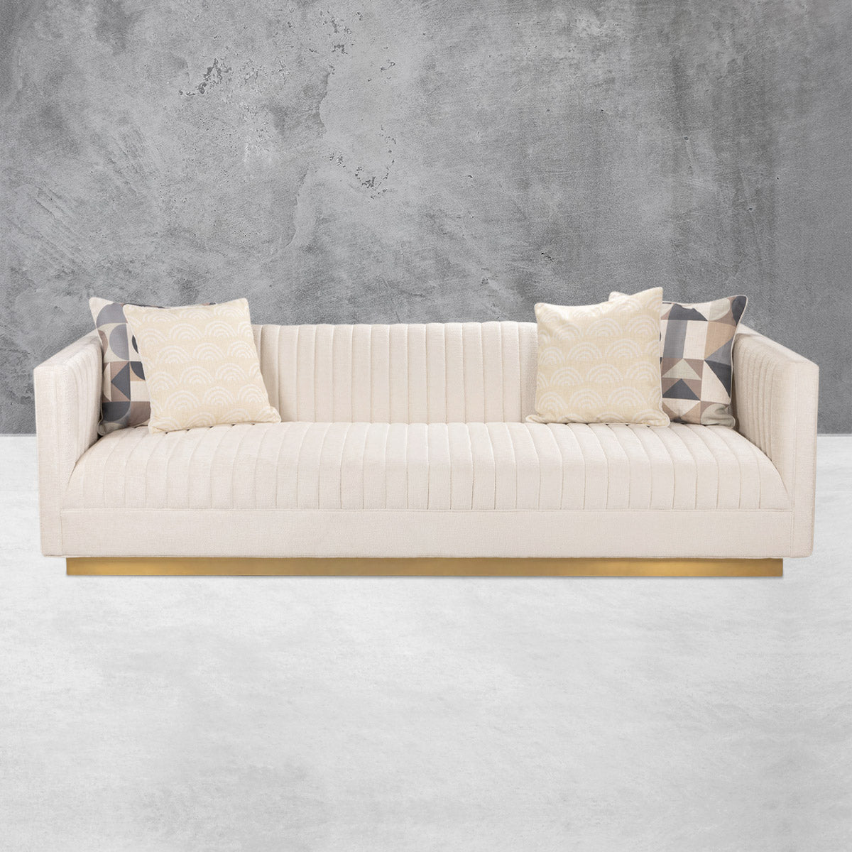 DEINPPA Sofá Mid-Century de 3 plazas con patas de metal dorado, muebles  tapizados con botones copetudos, sofá moderno de lujo, color beige