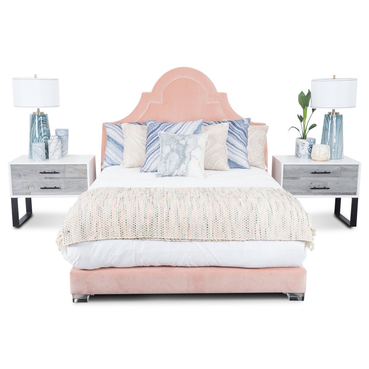 Bel Air Bed In Blush Pink Velvet