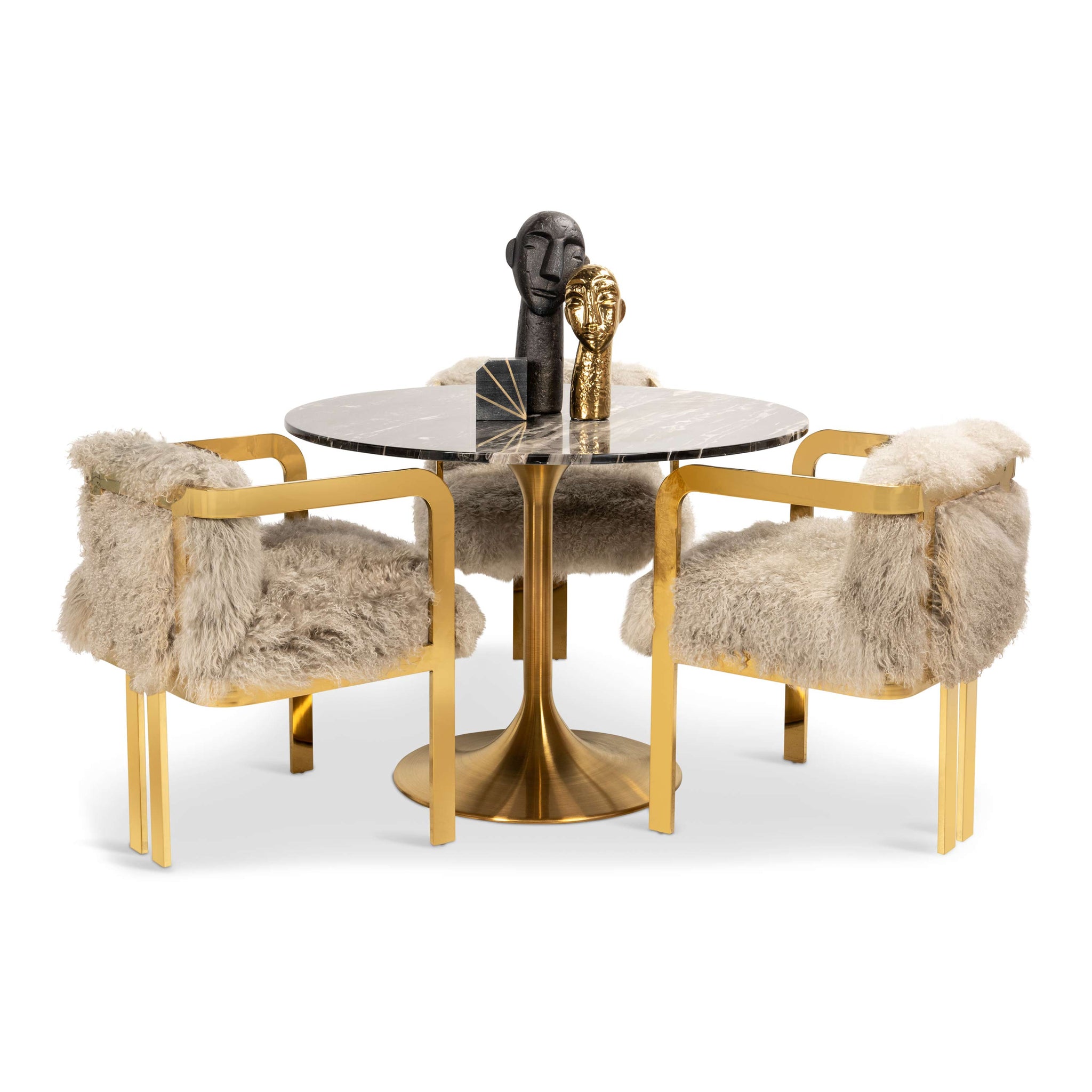 gold and marble tulip dining table