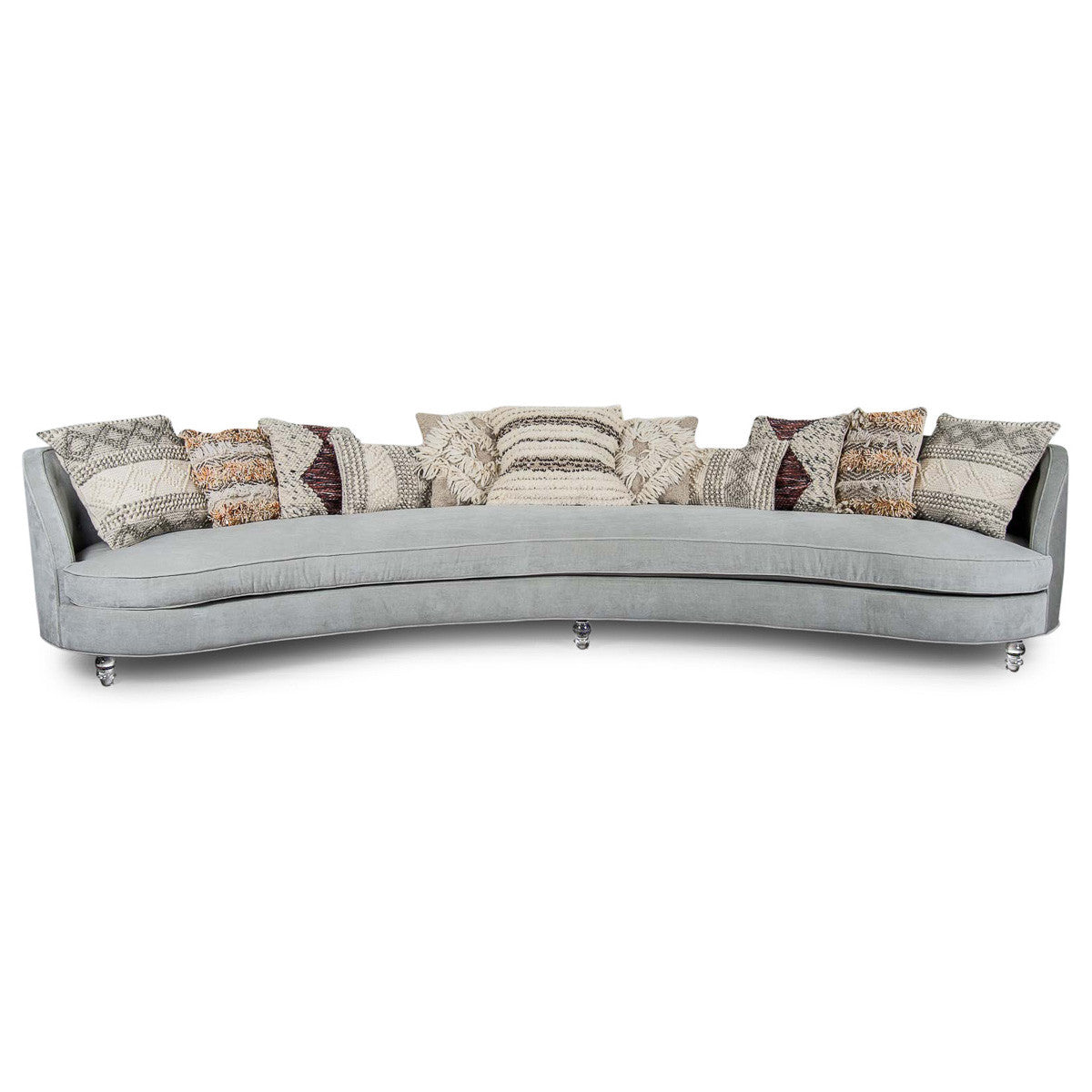 Saint Tropez Curved Sofa - Charcoal Velvet Upholstery ...