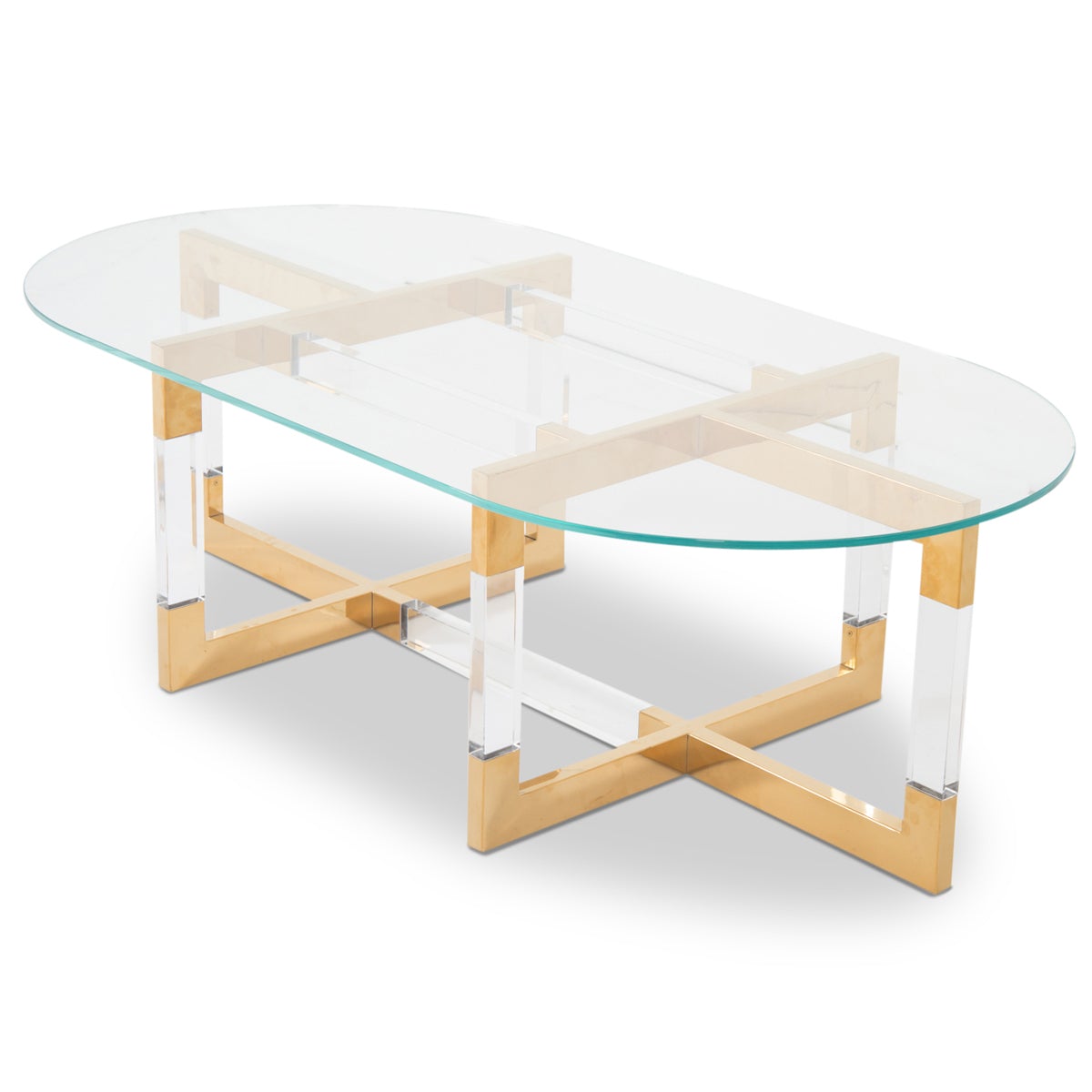 Trousdale 2 Glass And Brass Coffee Table Oval Top Modshop