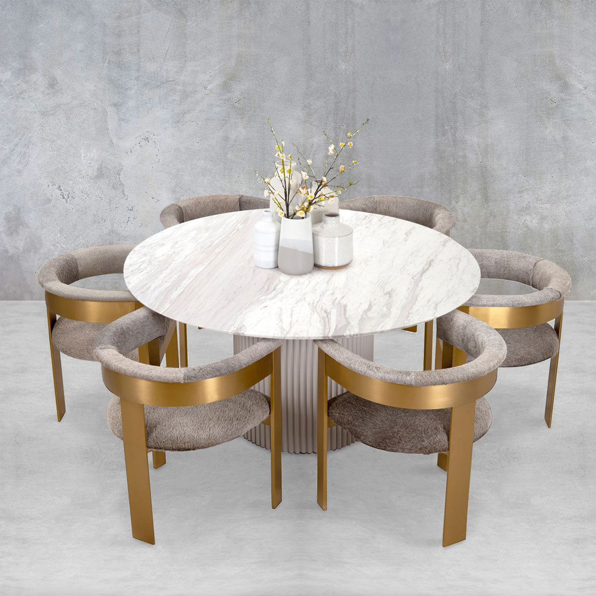 Ubud Marble Top Dining Table Round Modshop