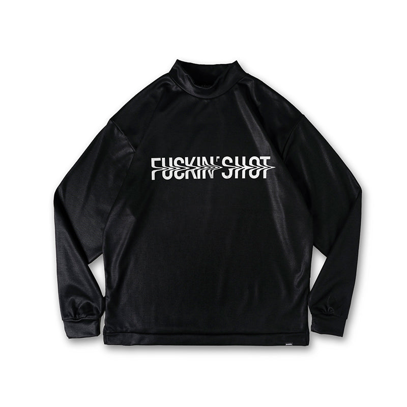 FUCKIN' SHOT L/S MOC TEE Black×White