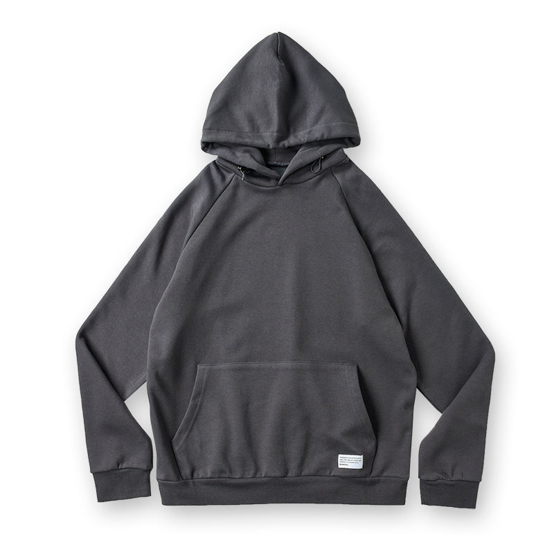 Hoodie Woven Label Charcoal Grey