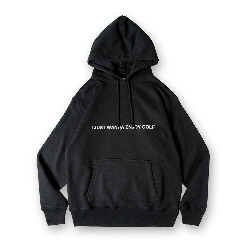 Lettering Golf Hoodie Black×White