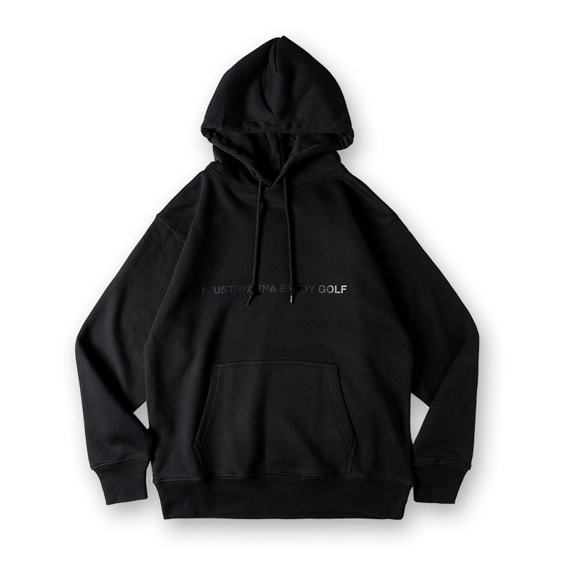 Lettering Golf Hoodie Black×Black