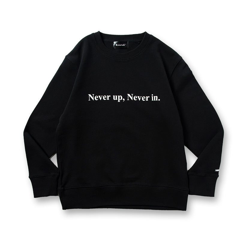 Never up,Never in GOLF CREW NECK Black×White