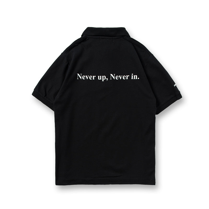 Never up,Never in GOLF POLO Black×White