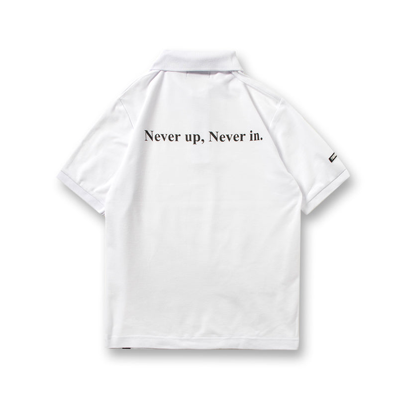 Never up,Never in GOLF POLO White×Black