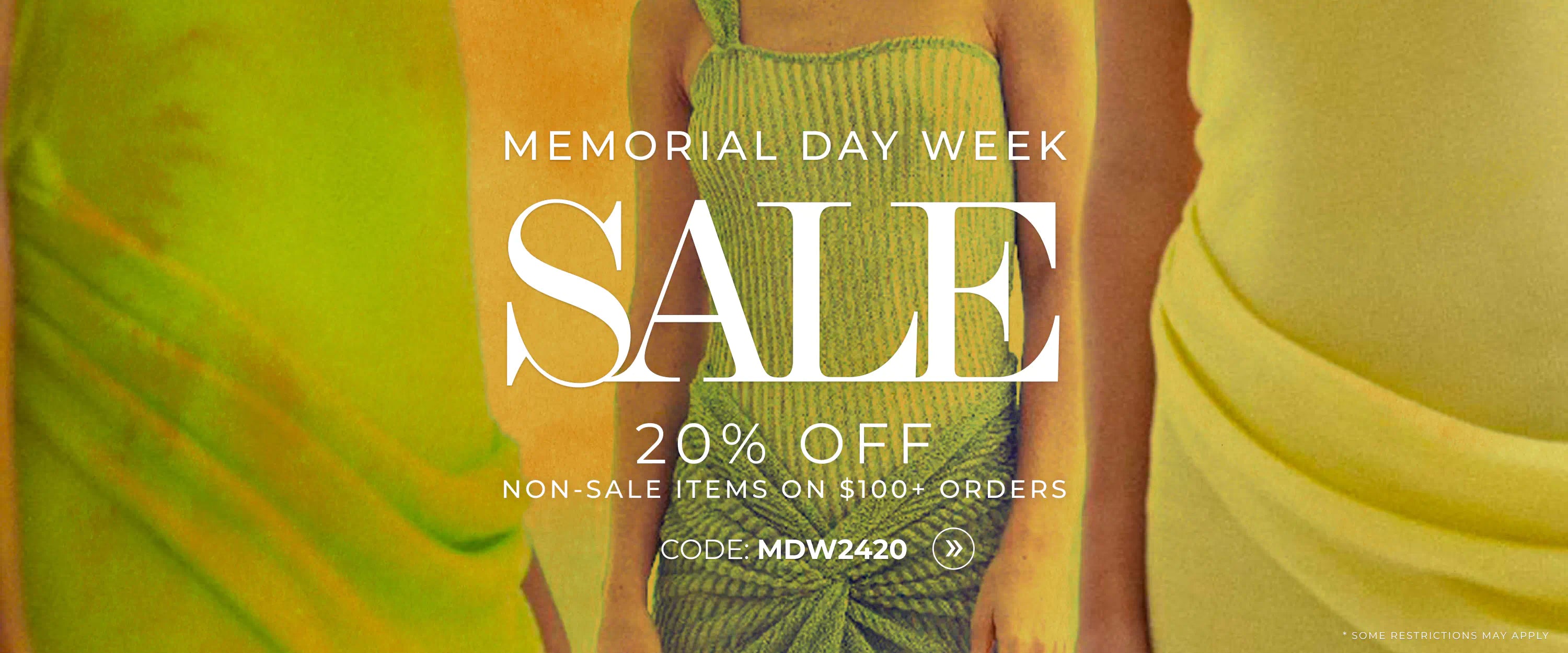 The Memorial Day Week Sale is here! 20% OFF non-sale items on $100+ orders. Use code: MDW2420. Shop now. Some restrictions may apply