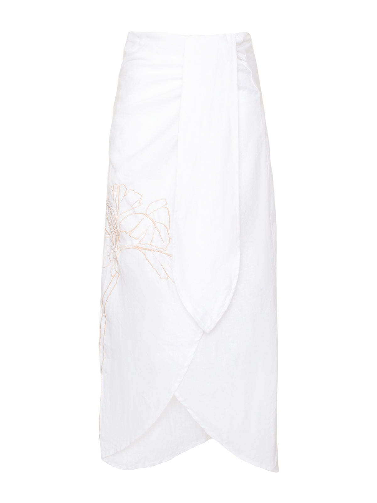 Aurora Ivory Embroidered Linen Skirt