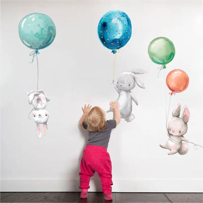 Dww-decalmile Stickers Muraux Ballons Avec Animaux Autocollant