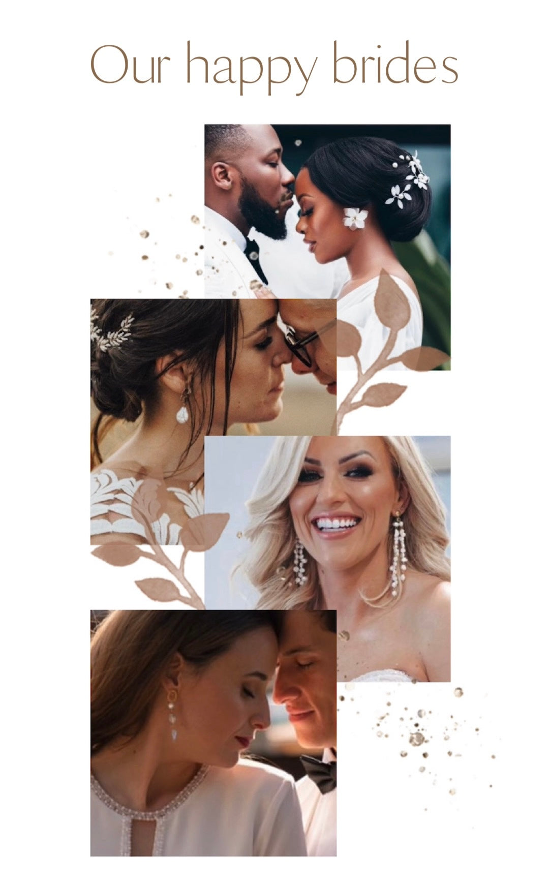 happy brides wearing pijouletta wedding pearl and gold earrings