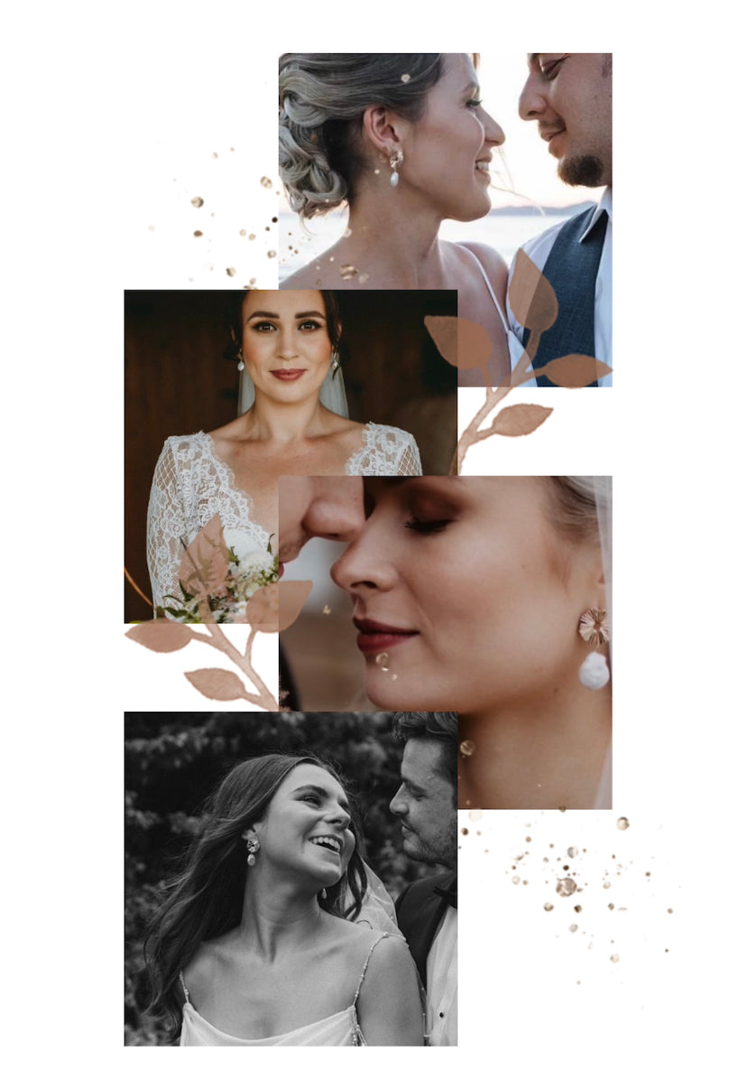 happy brides wearing pijouletta marjorie pearl earrings