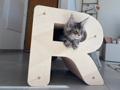 Griffoir cabane grattoir chat chaton cachette lettre alphabet R XL