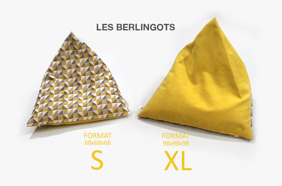 berlingot S et XL triangle jaune de chez Homycat