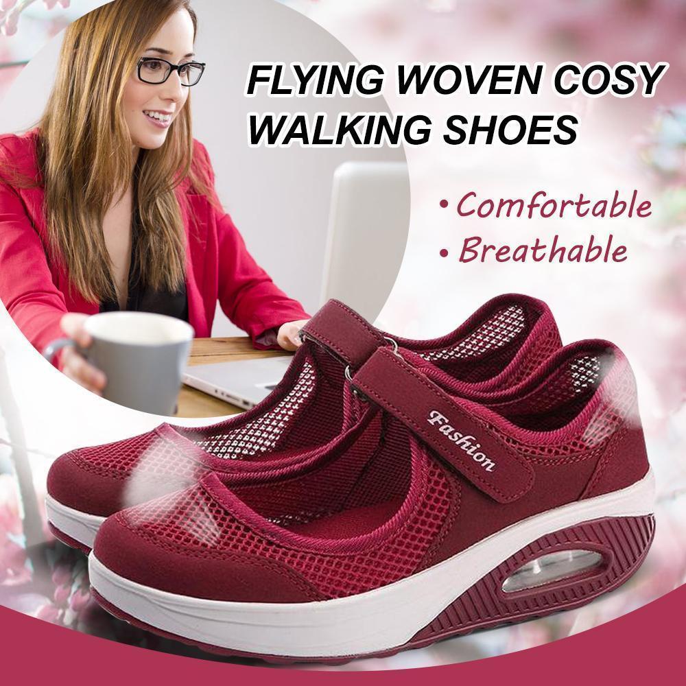 women's fashion flying woven cosy walking shoes