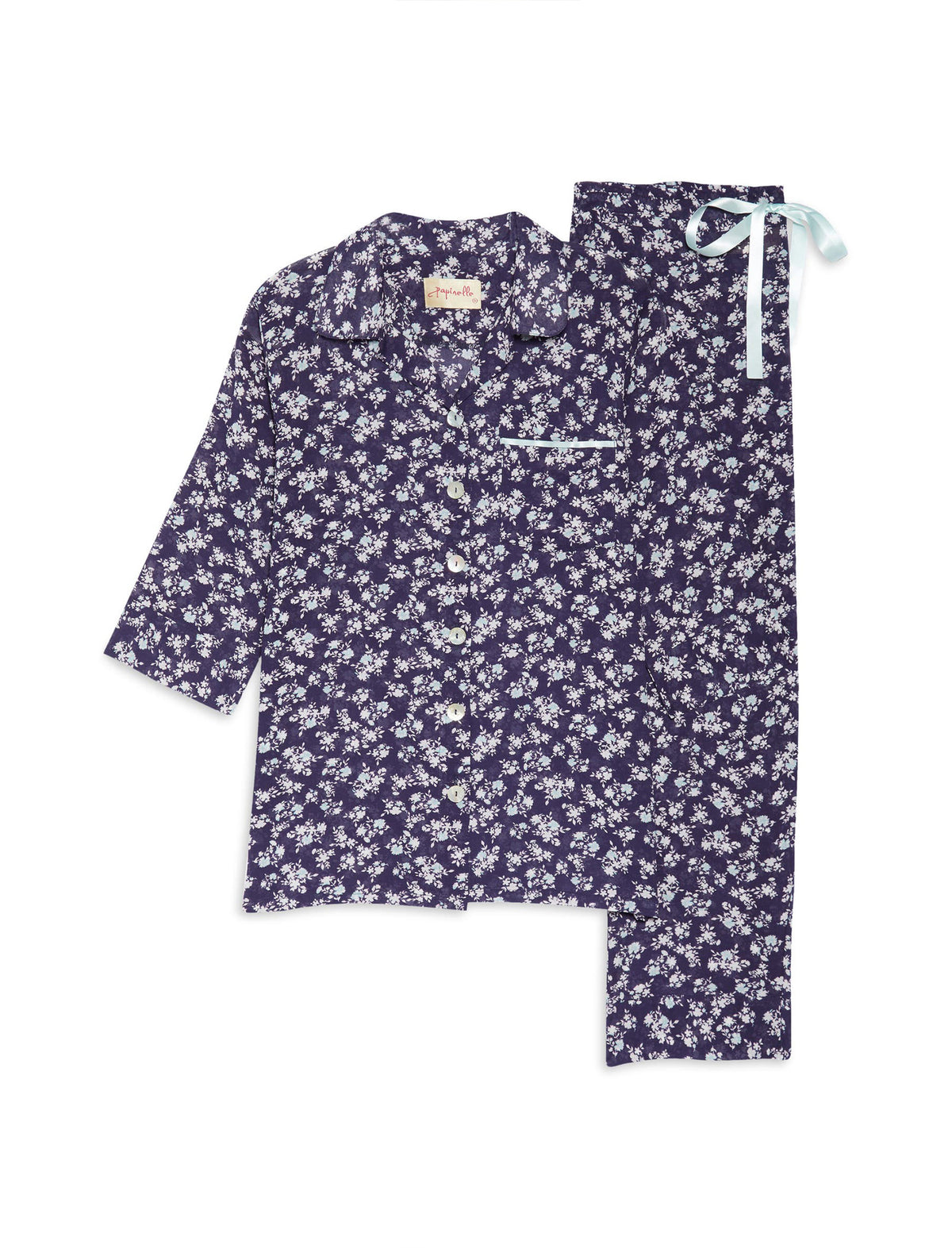 Papinelle | Potager Navy Cotton Crop Pajama - Papinelle Sleepwear US