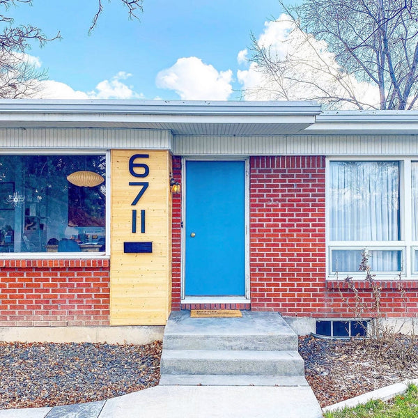 12in South Beach numbers from Modern House Numbers installed on a mid-century modern home in Boise ID