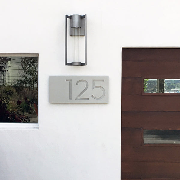 Custom '125' Plaque, Palm Springs font, Brushed Aluminum finish, Modern House Numbers