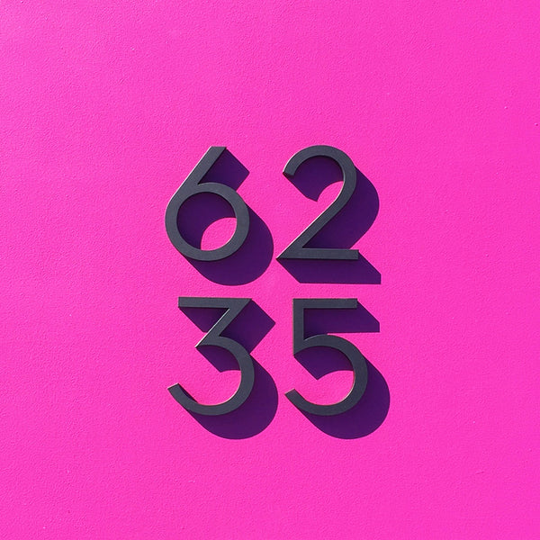 Modern House Numbers Palm Springs numbers, Matte Black finish, stacked orientation