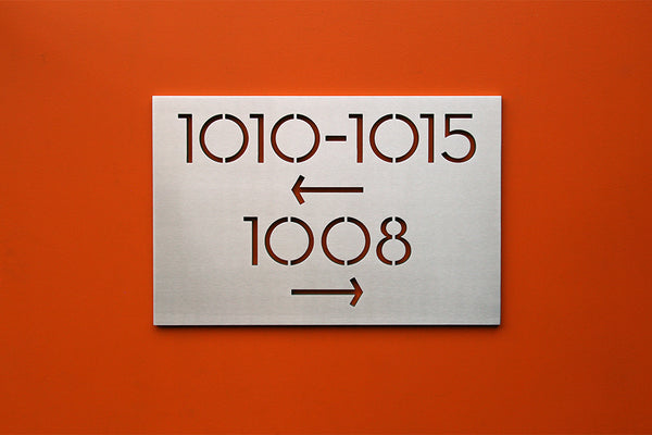 Wayfinding Directional Interior Sign, Custom Plaque, Brushed Aluminum - Modern House Numbers