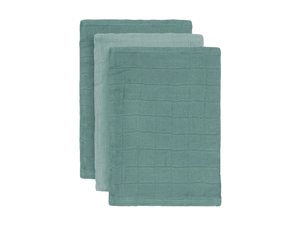 Image of Hydrofiel Washandje Bamboe Katoen - Ash Green - 3 Stuks