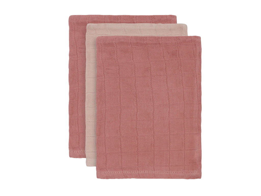 Image of Hydrofiel Washandje Bamboe Katoen - Pale Pink - 3 Stuks