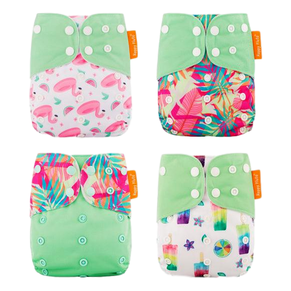 Happy Flute | Pocket diaper set - Summer green