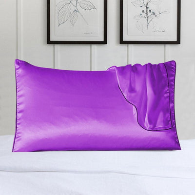 100% Satin Pillow Cover With Trim / Purple