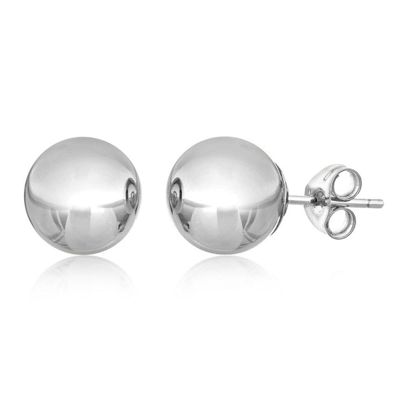 14K Solid White Gold Ball Stud Earrings Jewelry - DailySale