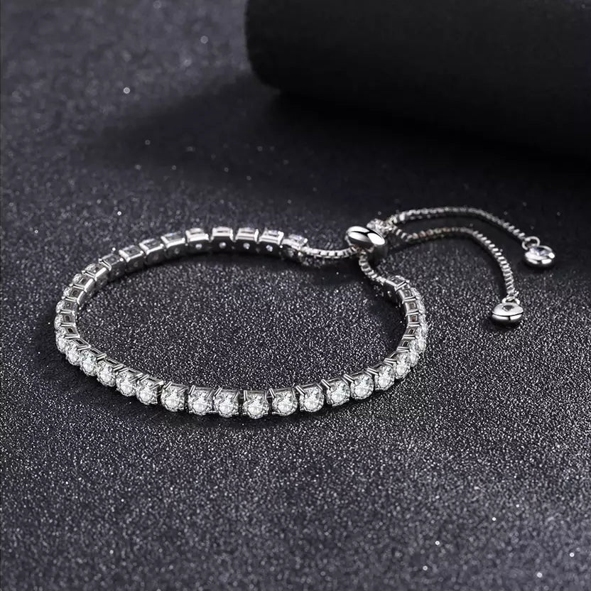 Image of 14K White Gold Tennis Bracelets with Crystals from Swarovski Adjustable