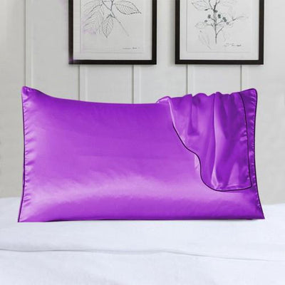 2-Pack: 100% Silk Pillow Cover with Trim / Purple